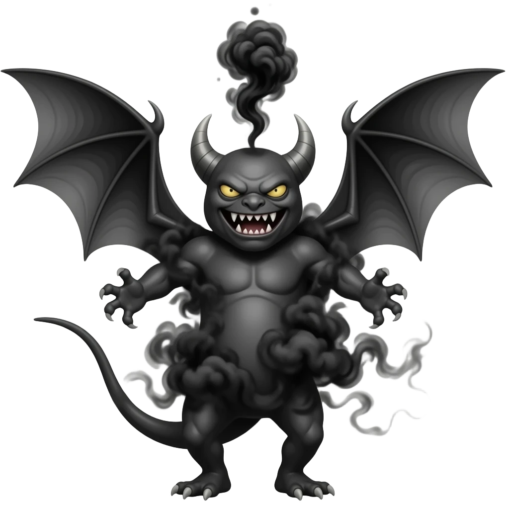 a black Flying Monster its face is so scary its emiting a black fog ] emoji