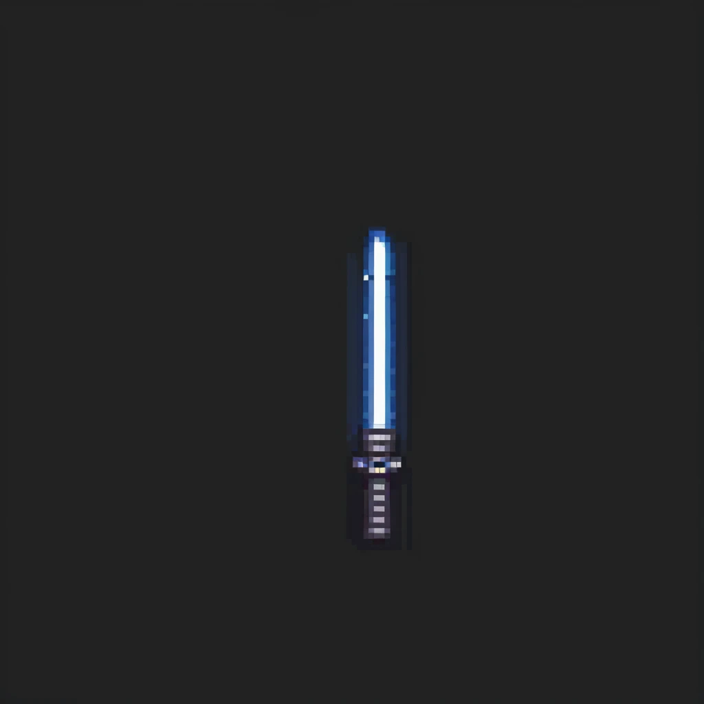 pixel art of a lightsaber with the words 'Hello there' emoji