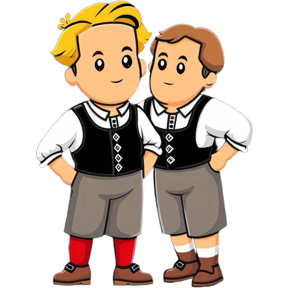 a German in typical Bavarian clothing shrugging and looking lost with Sicily in the background emoji
