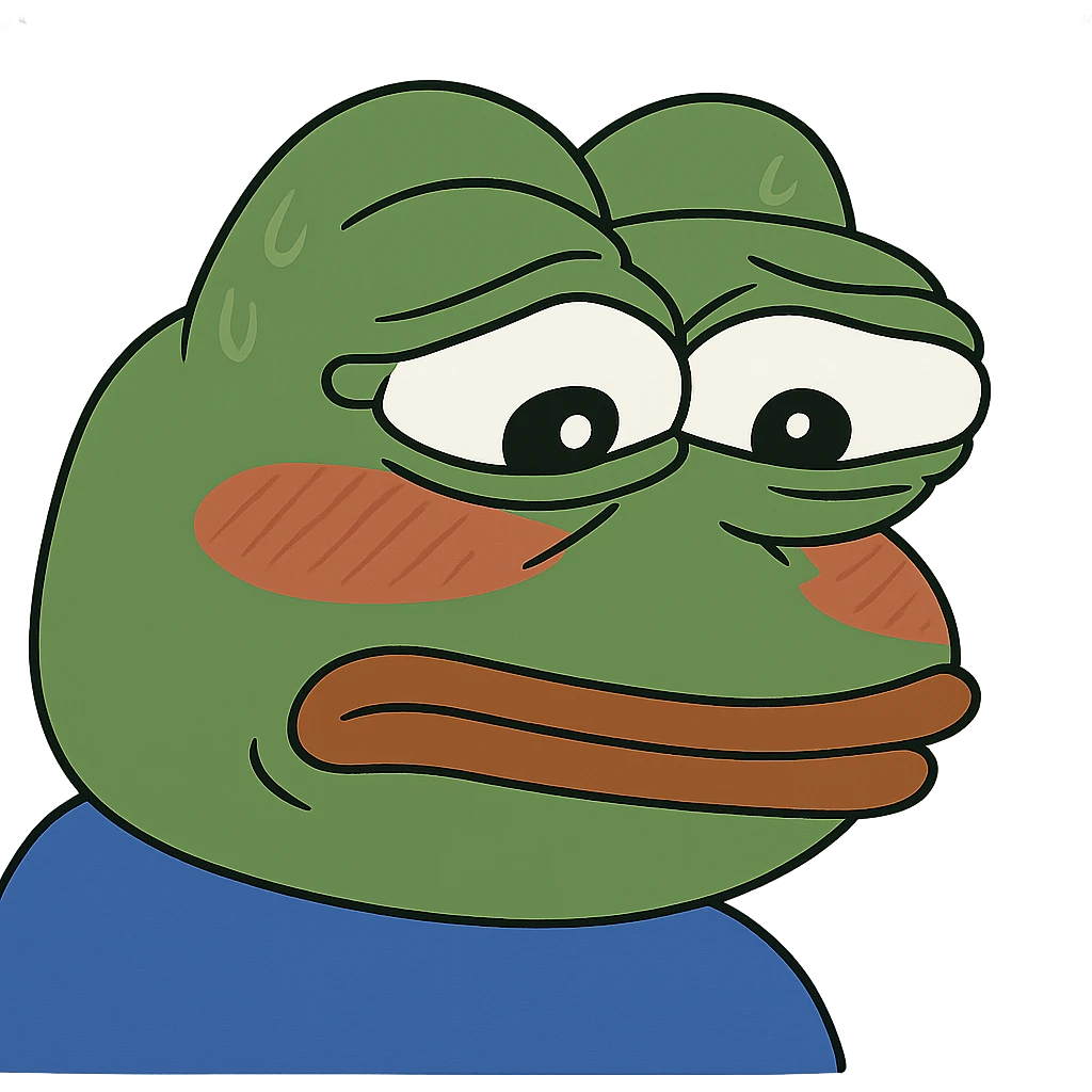 pepe the frog with an embarrassed expression emoji