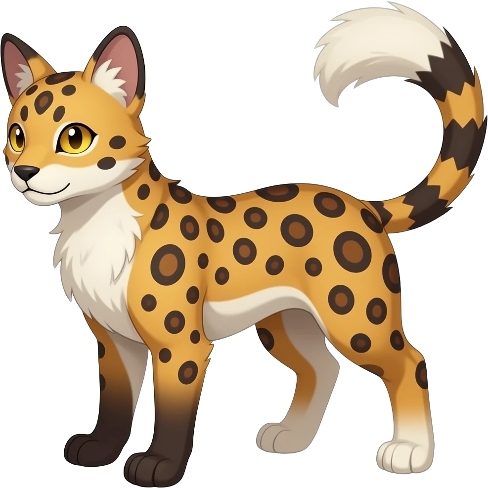 Digitigrade quadrupedal Randomly marked randomly colored Absol-Furret-Genet-Liepard-Ferret-Tanuki-Ermine-hybrid emoji