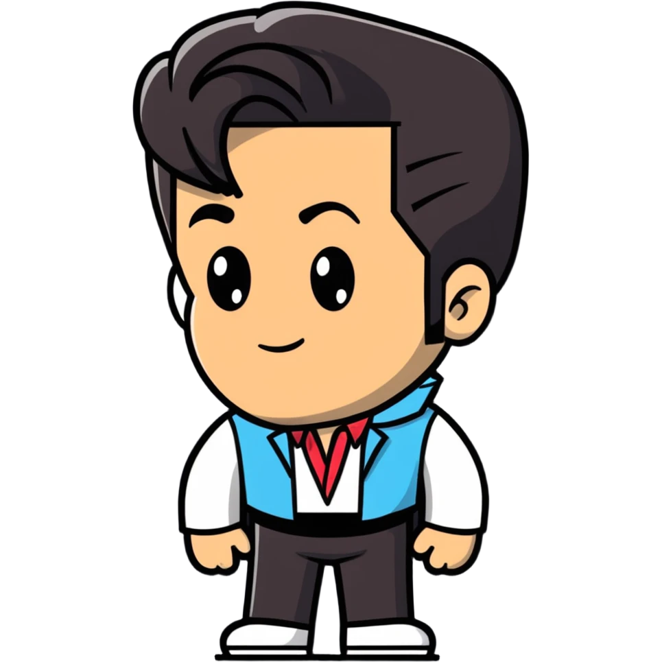 Elvis Presley with his signature look, portrait from chest up emoji