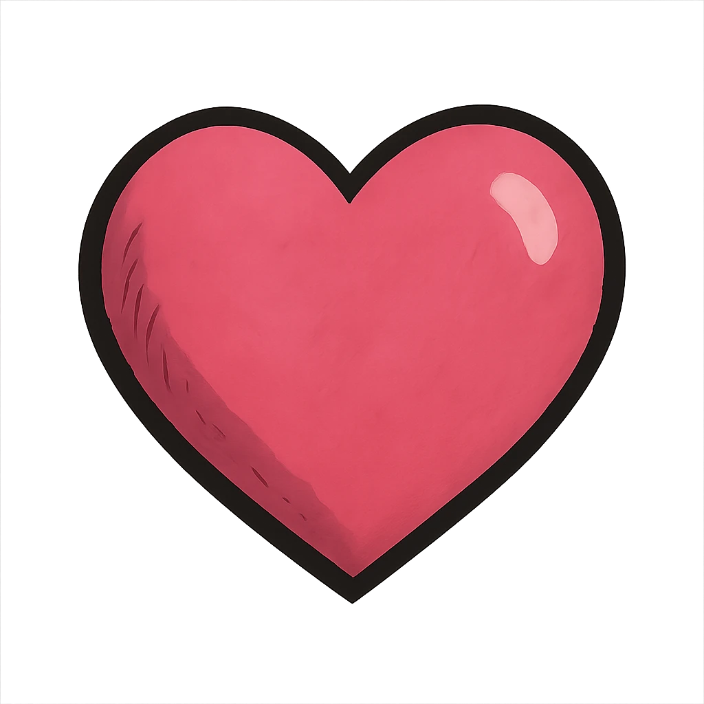 bold ghibli style icon of a pink heart emoji