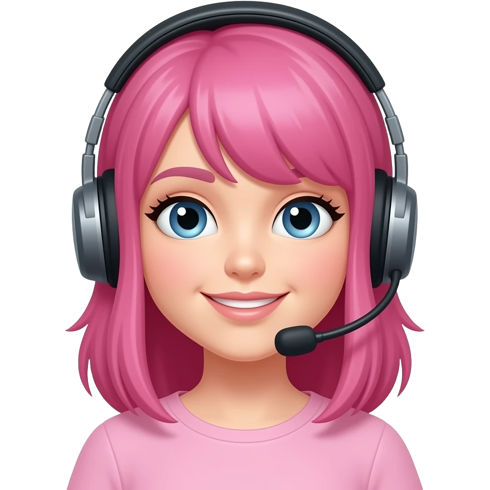 a pink girly girl with a telemarketing headset emoji