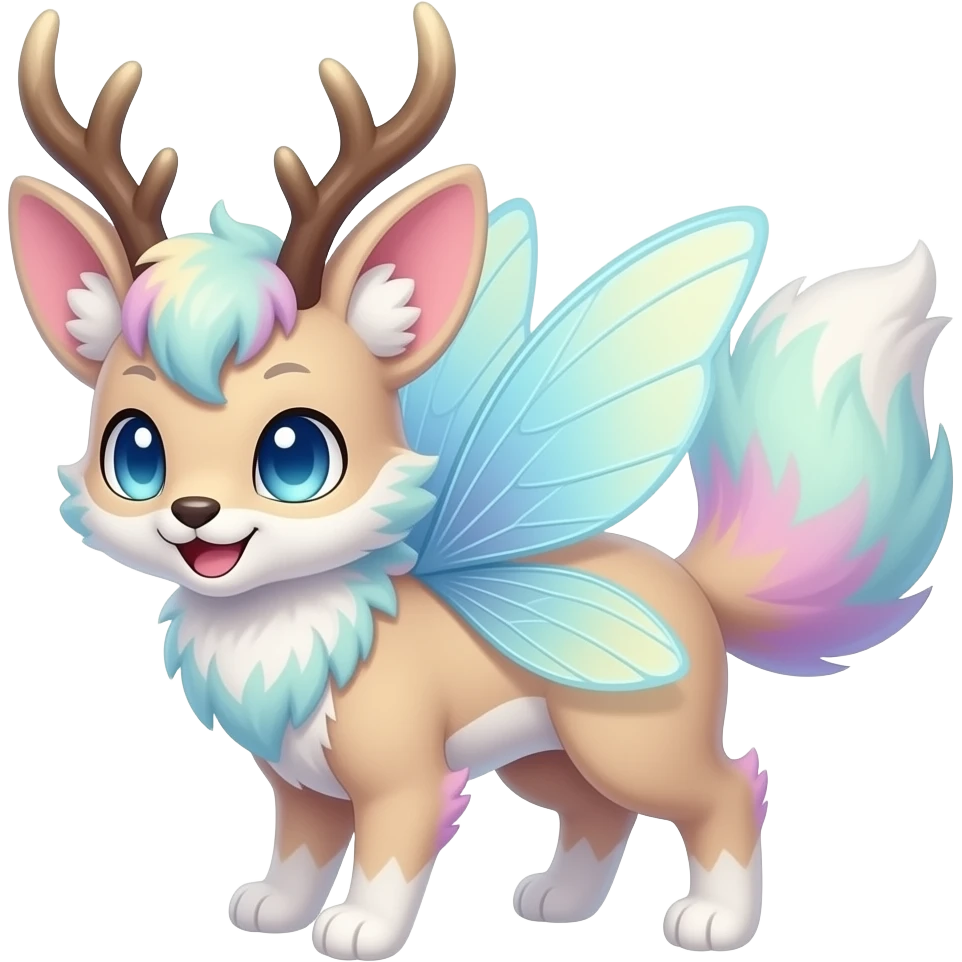 Sylveon-Buneary-Jackalope-fusion-hybrid-animal-creature with tufted ears, tufted tail emoji