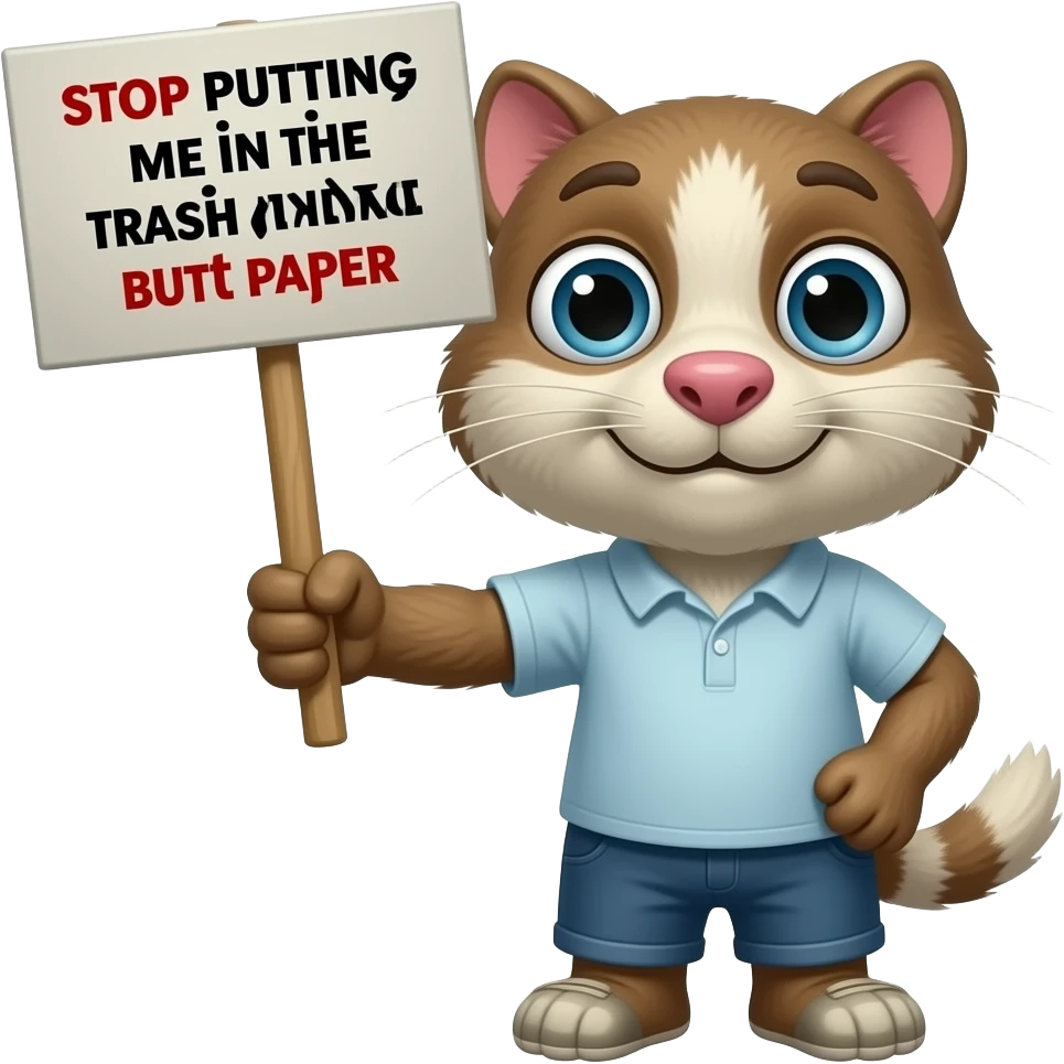 Pelúcia De Cocô Com a Arma Apontanso Pra você é Segurando Um Placa Escrita Pare De me Colocar no Lixo Com esse Papel de Bunda emoji