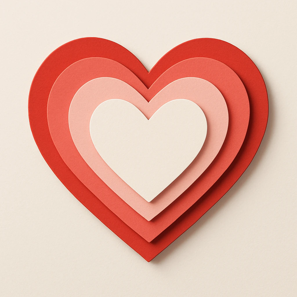 heart with a paper cutout look, digital illustration, clean emoji