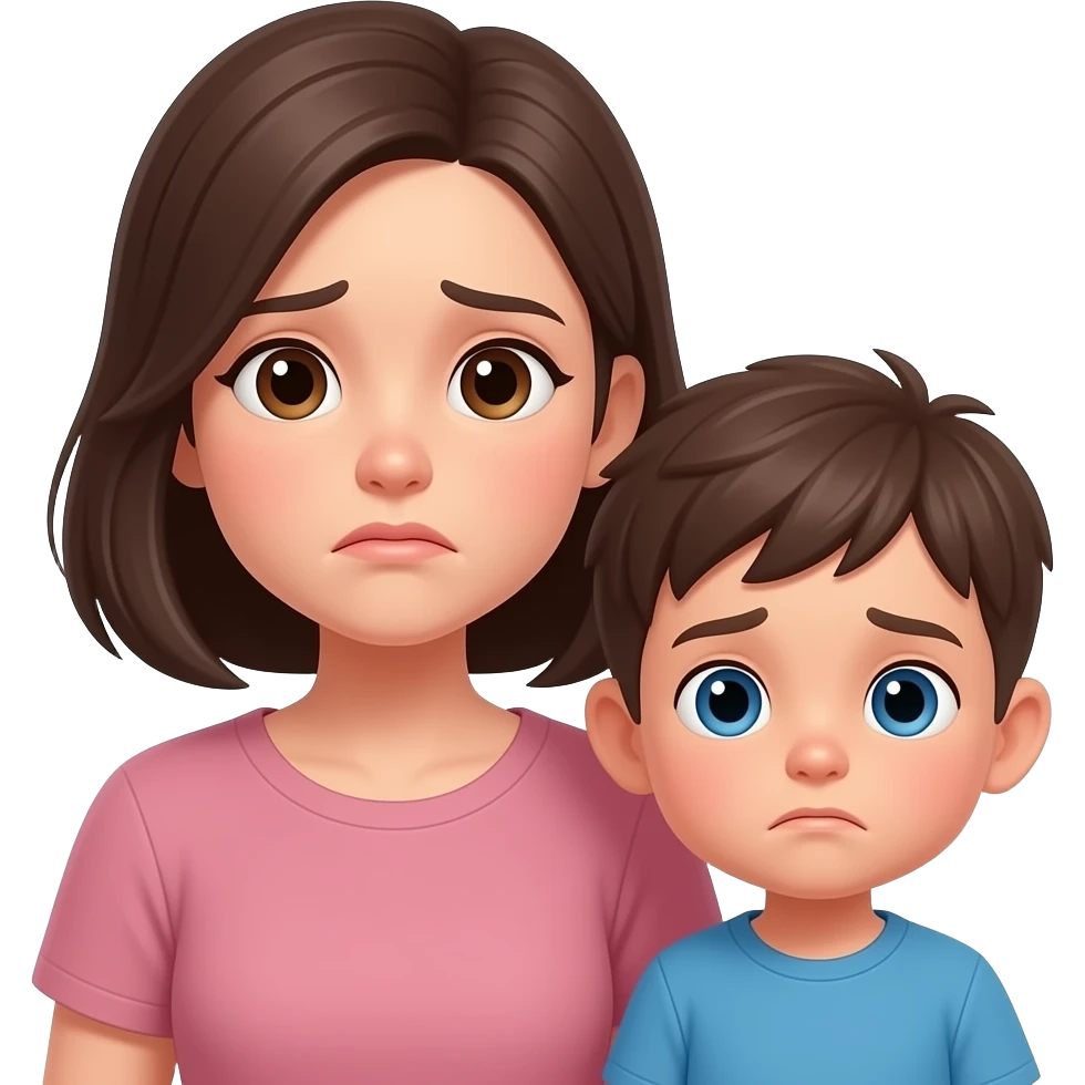 worried mother with little boy emoji