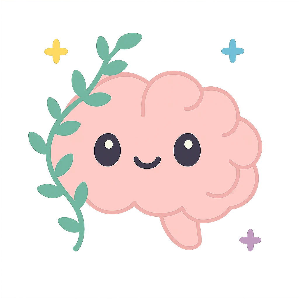 Remove the background so the brain with vine is on a transparent background, keeping the warm, inviting, positive mental health vibe. emoji