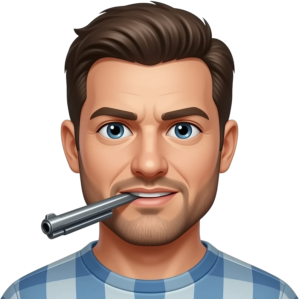 man with gun in mouth emoji