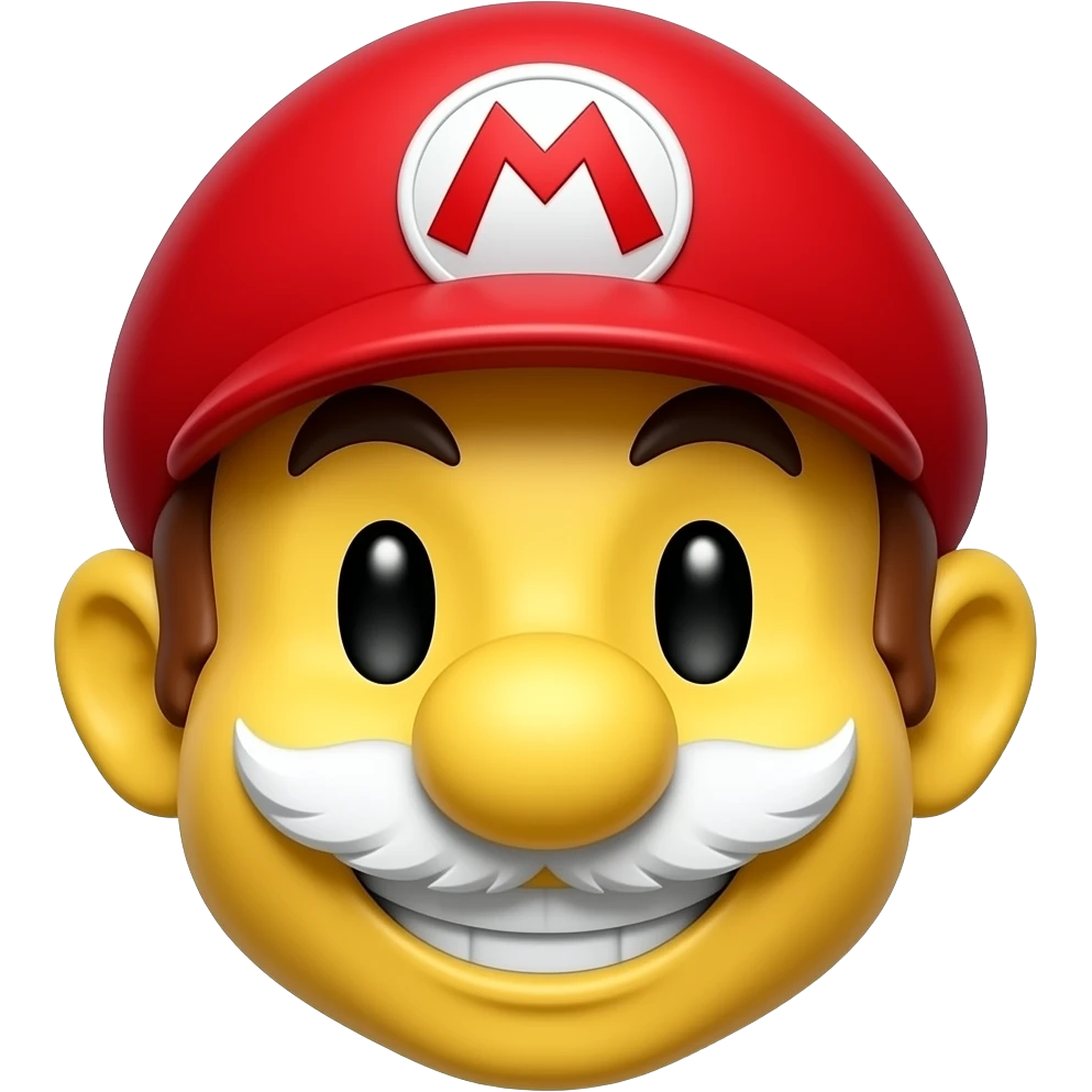 a mario emoji (classic Google emoji style, yellow skin too) thats just the fake smile emoji (😃) except its mario emoji