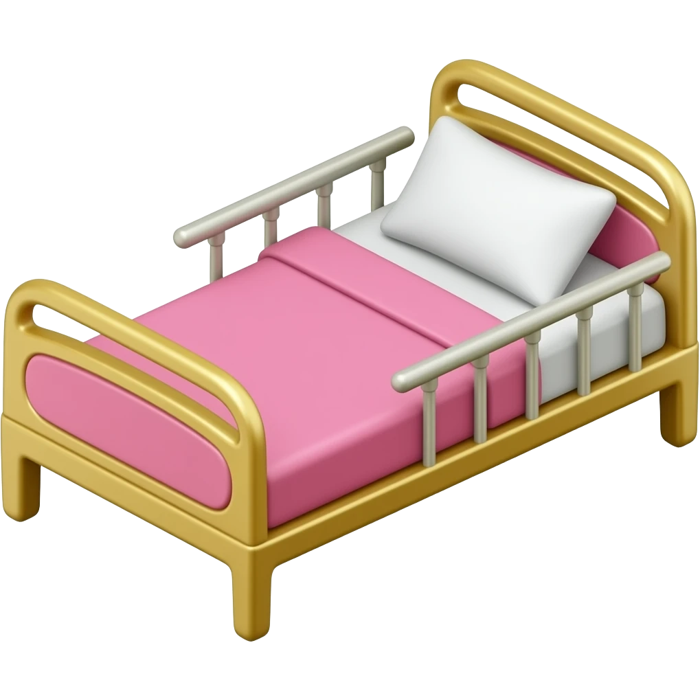 Pink and gold hospital bed emoji