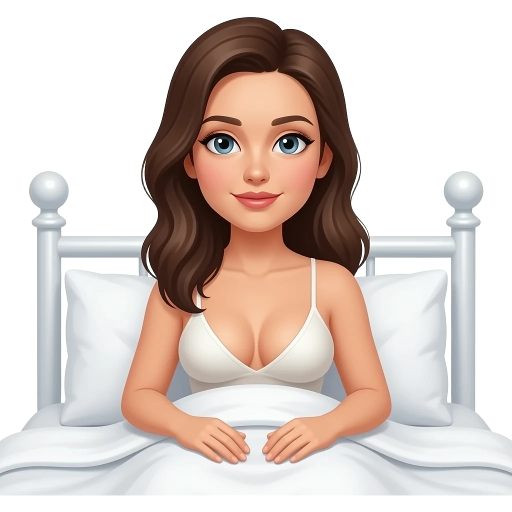 Sexy naked girl with boobs in bed emoji