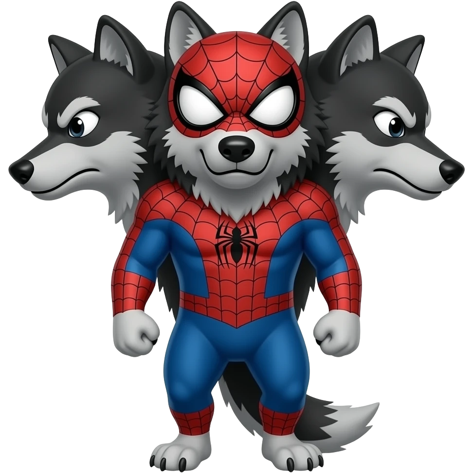 angry 3 headed wolf but the middle wolf has spidermans mask emoji
