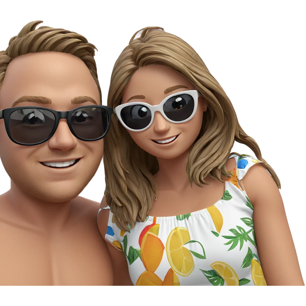 happy couple in summer style emoji