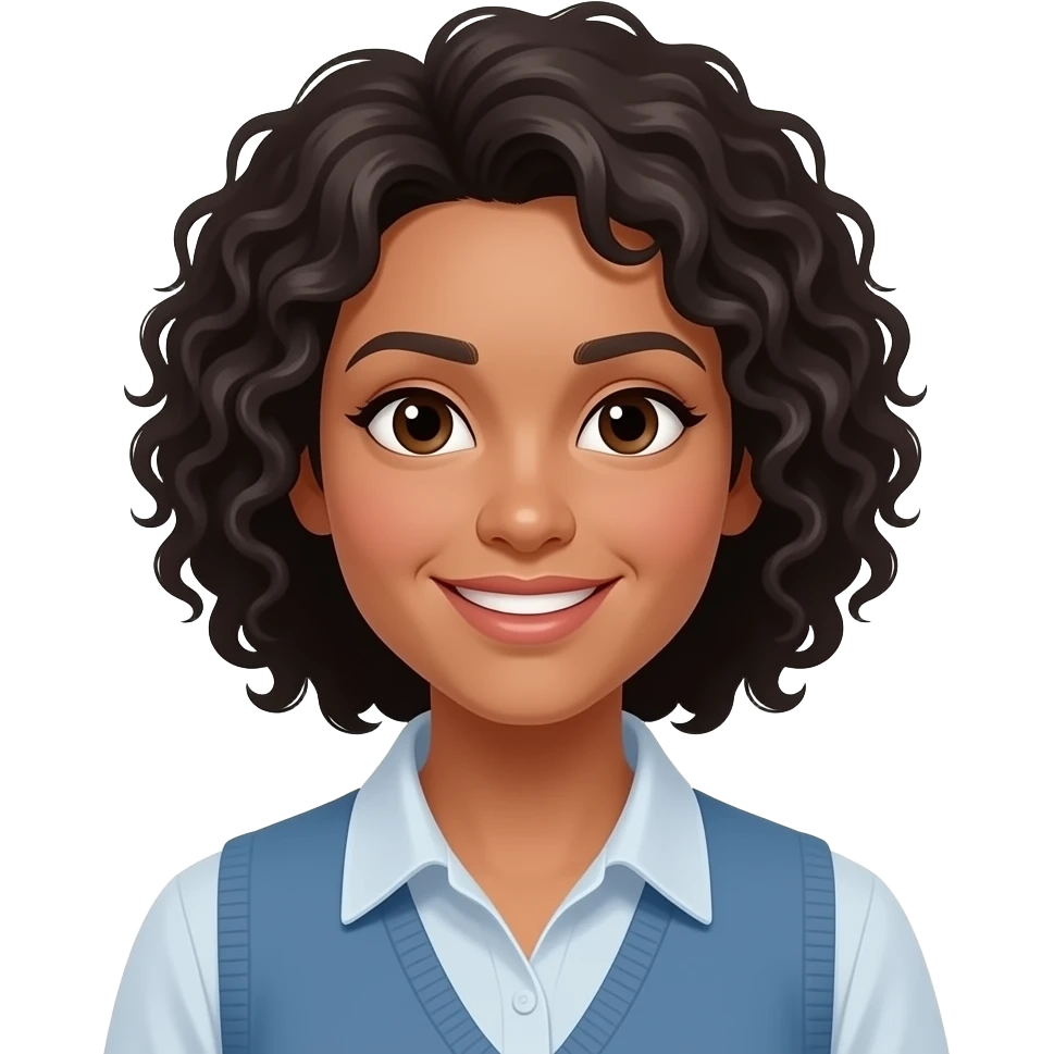 light latte-skinned medium curly black hair teacher emoji