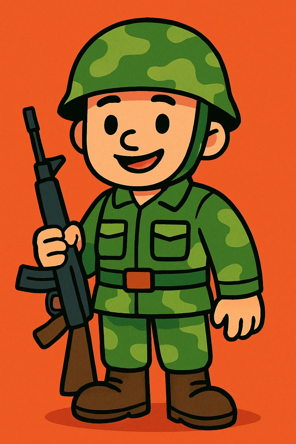 a cartoon soldier, simple and friendly, vibrant toon style emoji