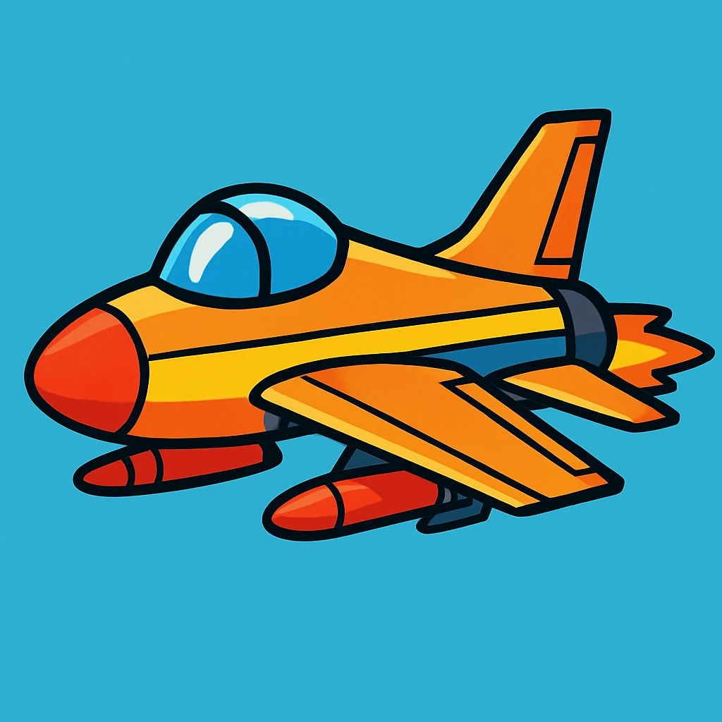 fighter jet, cartoon style, bold colors emoji
