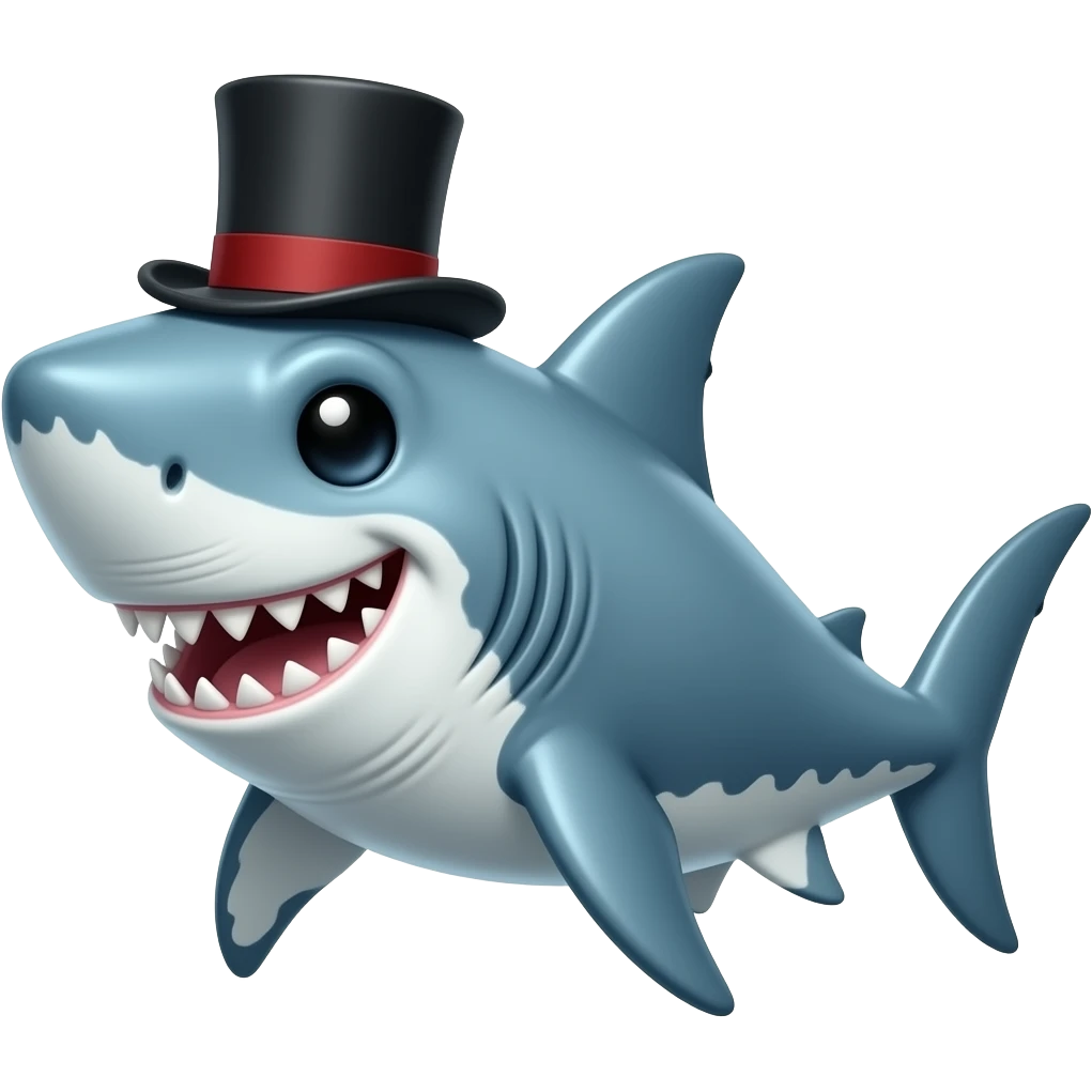 Shark with a top hat emoji