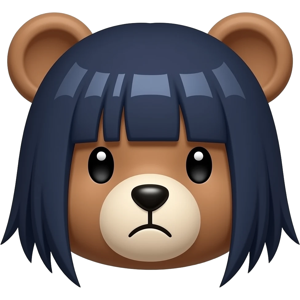 A brown teddy bear face giving look like shy hinata from naruto emoji