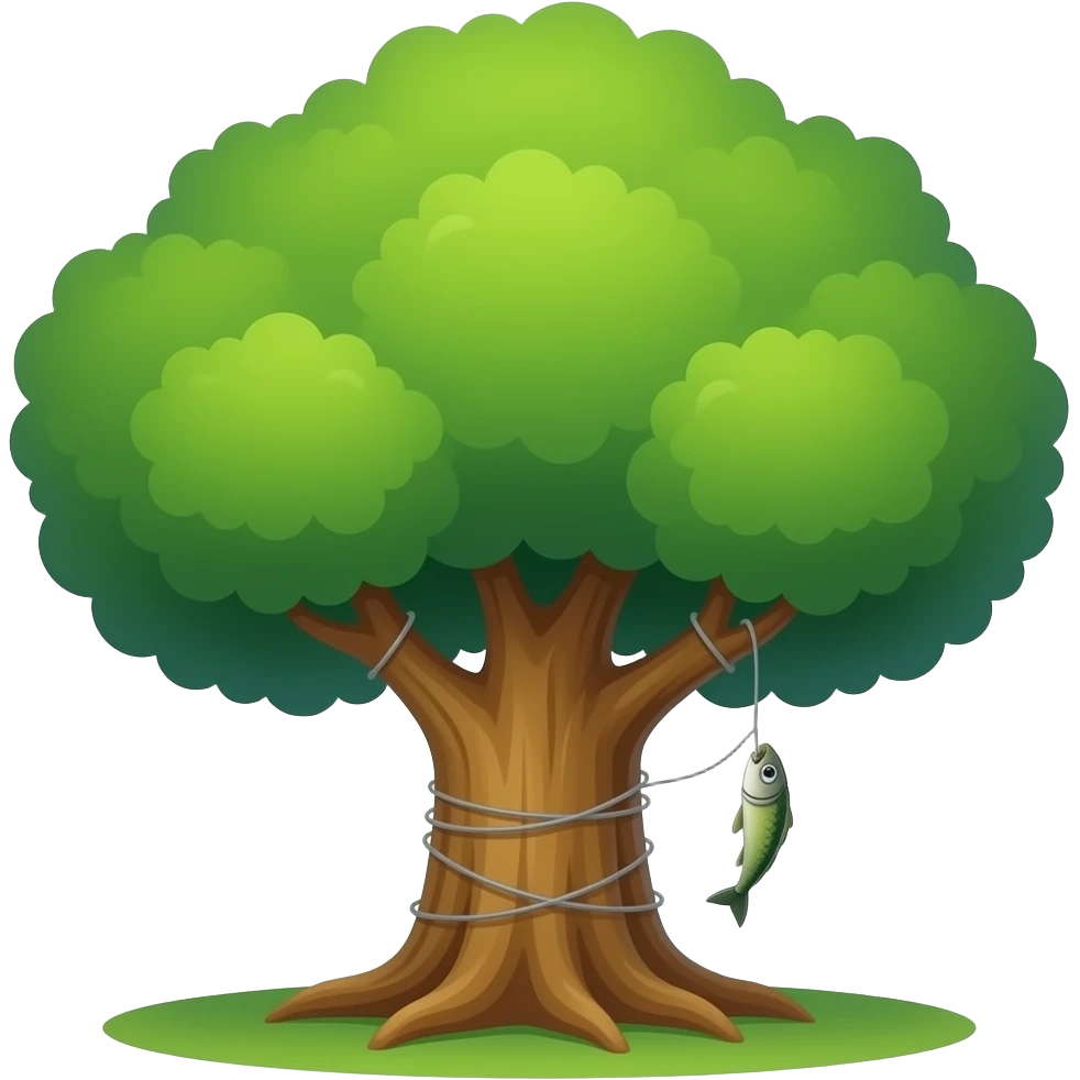 fishing line snagged around a tree emoji