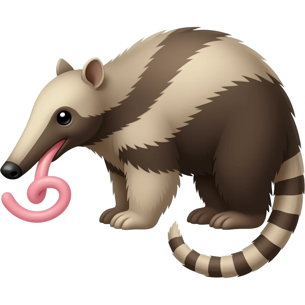 an ant eater with its long tongue formed as a heart emoji