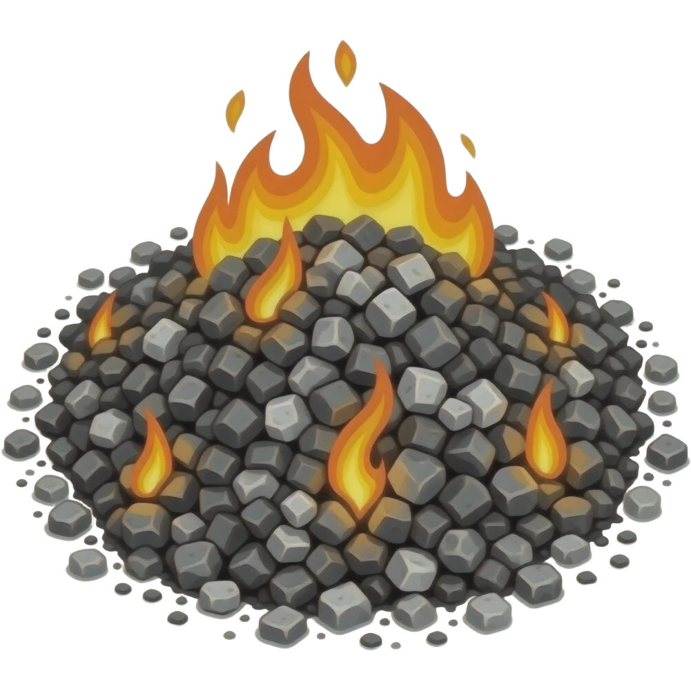 Pile of ash with small embers, waiting to be reignated emoji