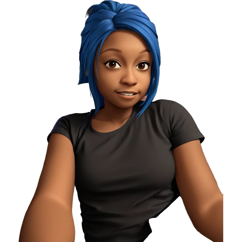 girl with blue hair on bed emoji