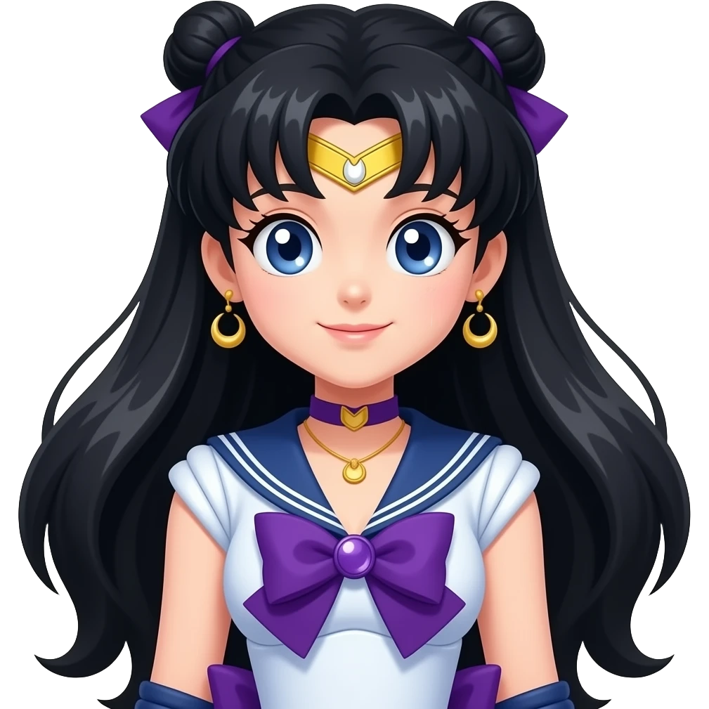 Sailor Saturn black hair purple dress emoji