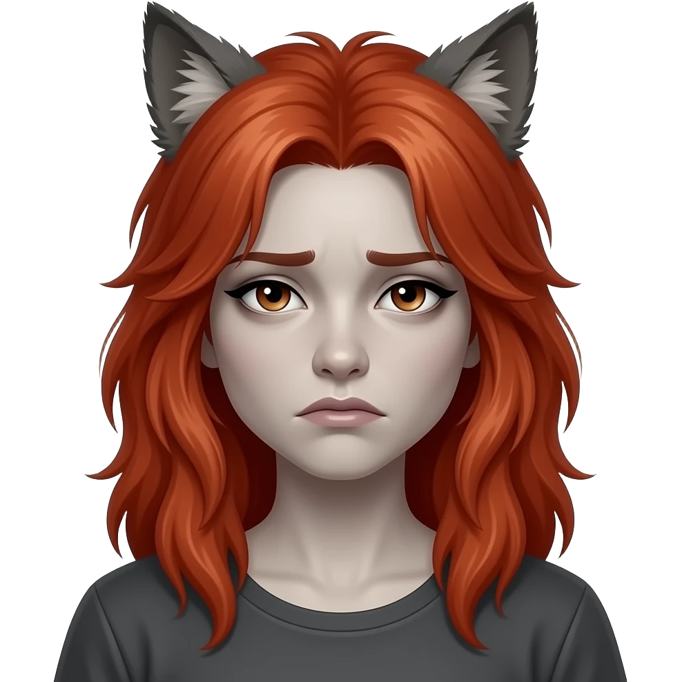 scruffy werewolf red hair female sad emoji