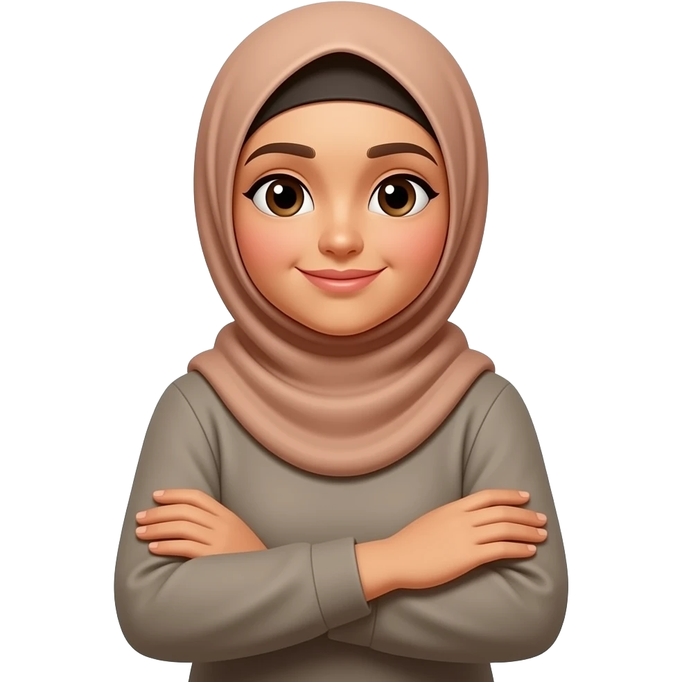 Hijabi woman + holding both her arms to her chest Alhamdulillah emoji