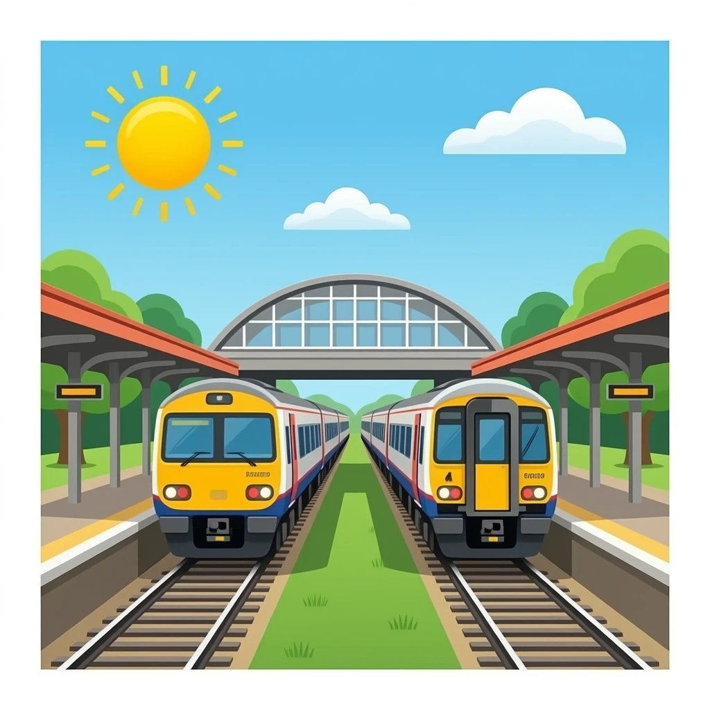 Train station with 2 trains emoji style emoji