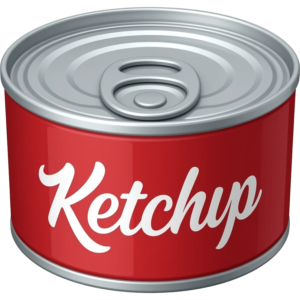 Ketchup in einer dose mit der Aufschrift Ketchup drauf und von vorne in rot emoji