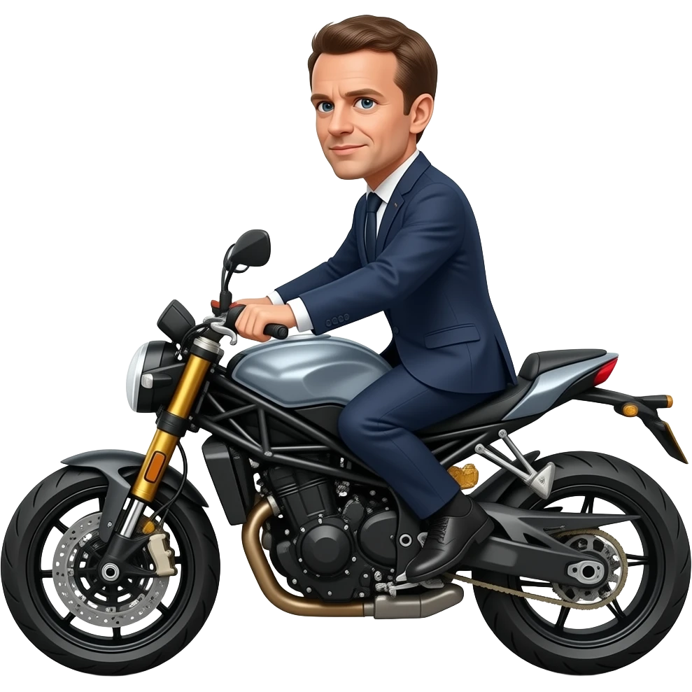 Macron in a moto bike emoji