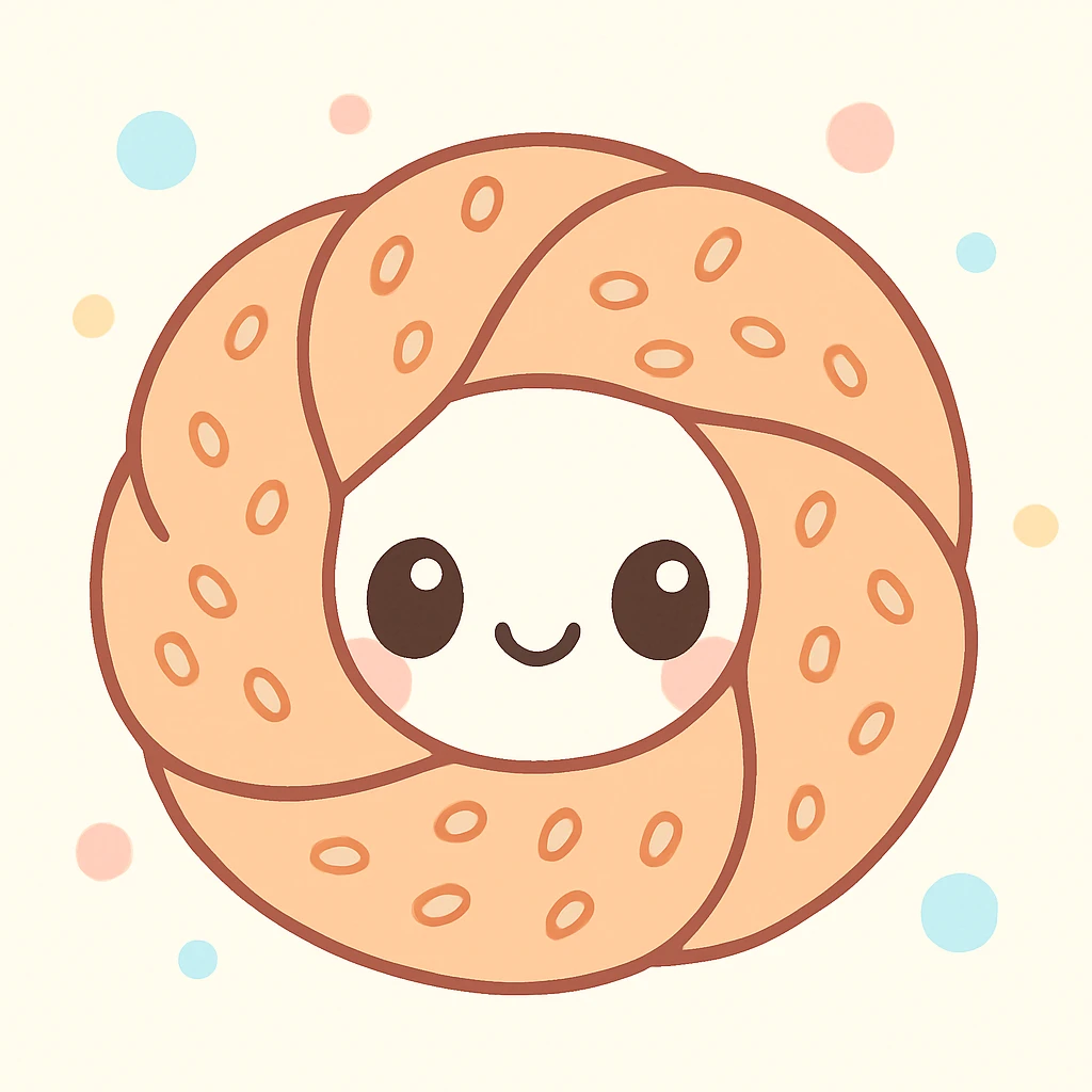 simit, the classic Turkish sesame bagel, cute kawaii cartoon style emoji