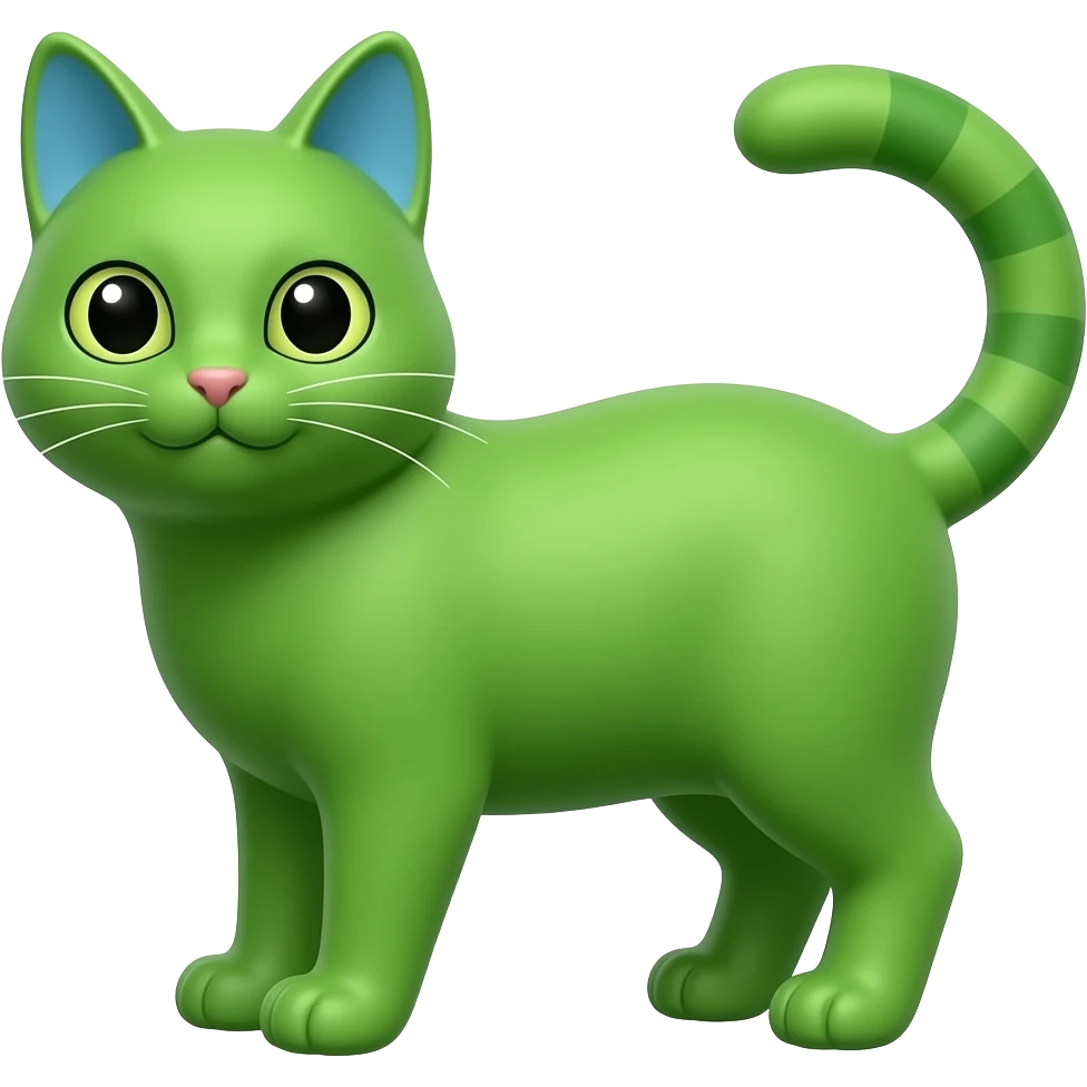 Made a  cat Green With BLUE ears emoji