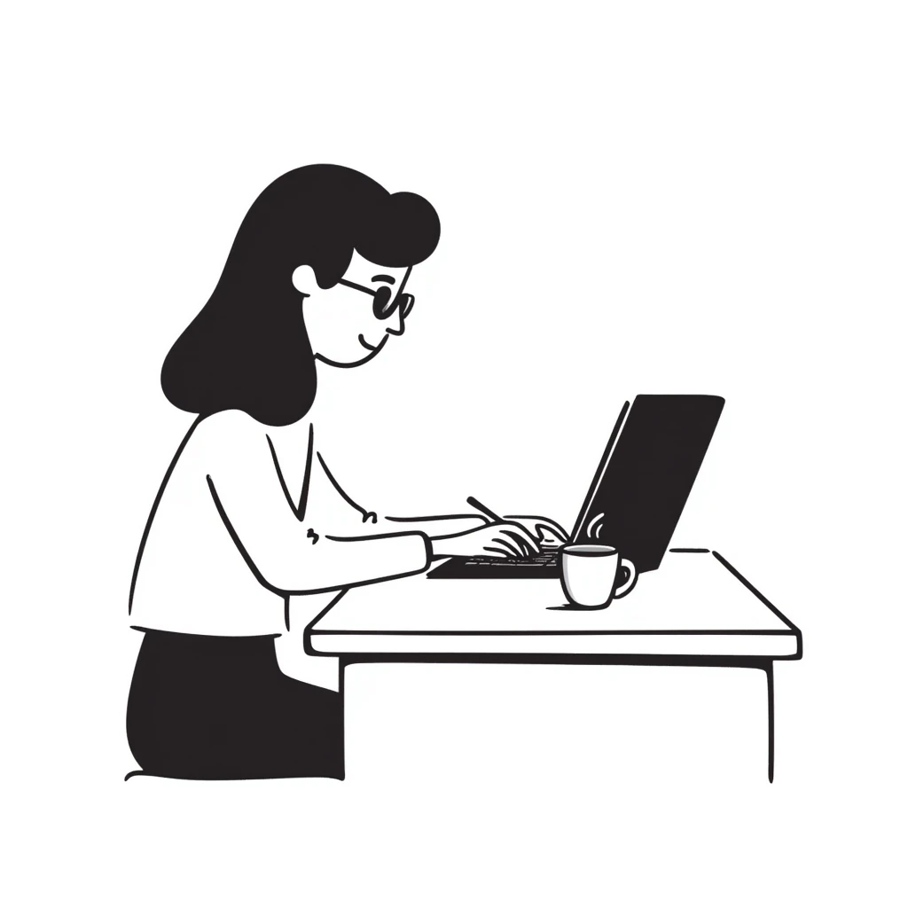 blonde writer woman wearing glasses working on a laptop emoji