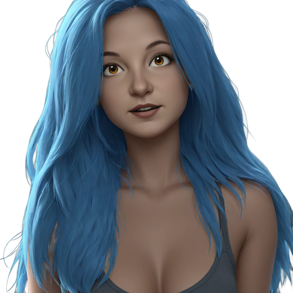 blue haired girl portrait emoji