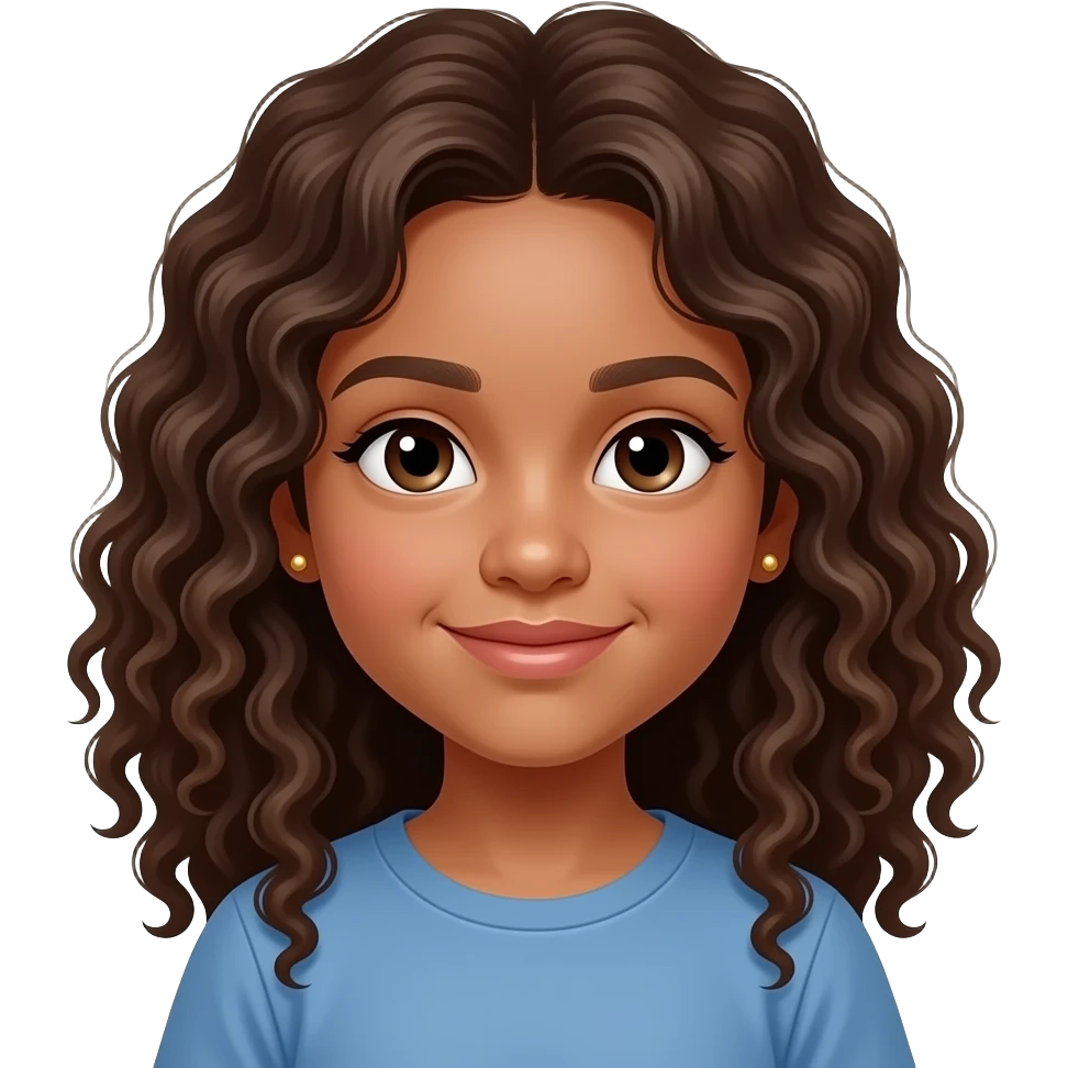 eight year old long hair curly and small gold stud earrings emoji