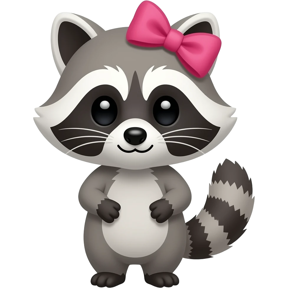 Raccoon with hair bow emoji