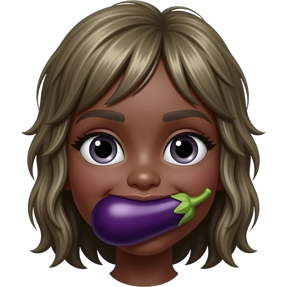 Eggplant on black girl mouth emoji