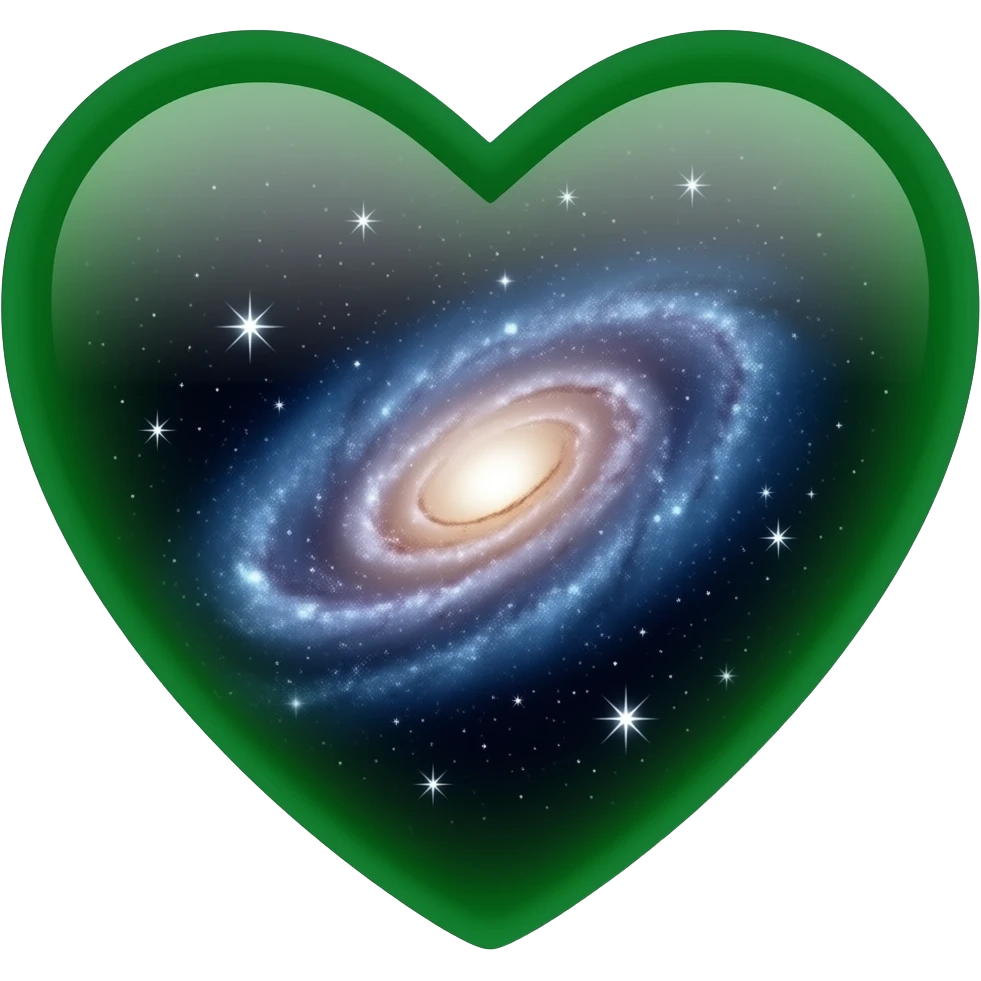 Green heart with a galaxy pattern emoji
