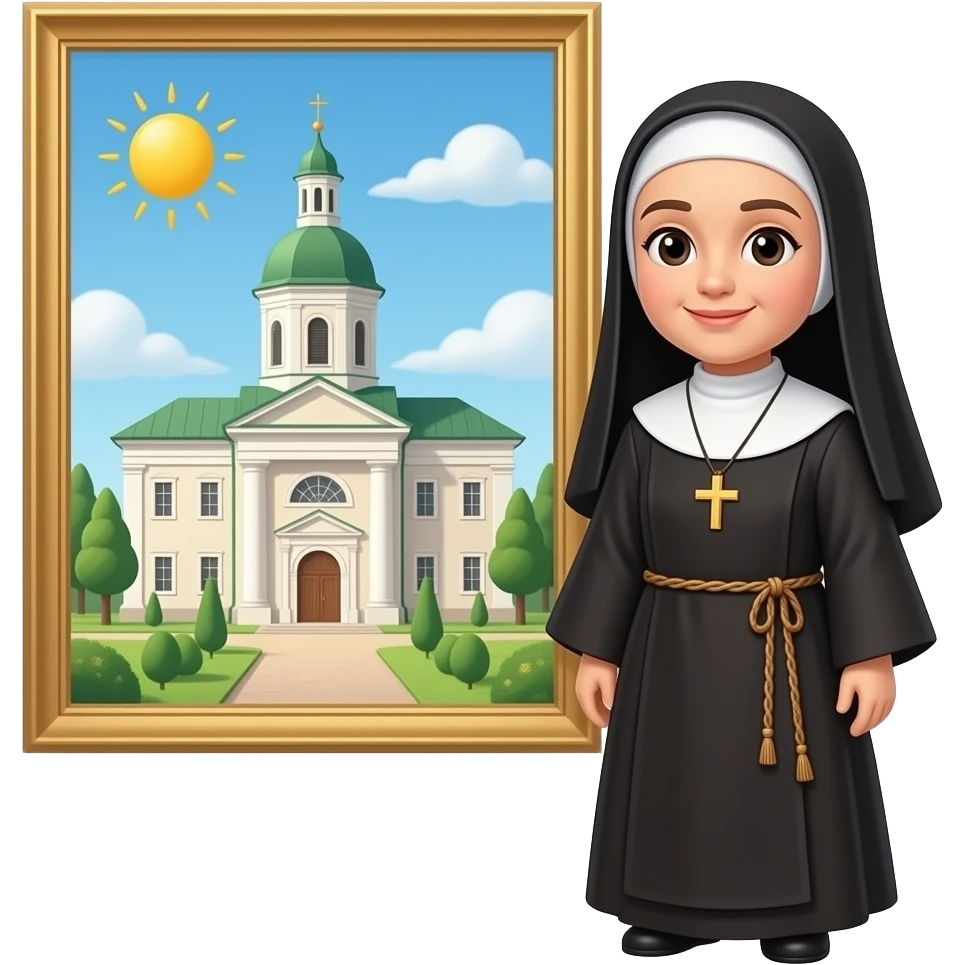 настоятельница стоит рядом с монастырем emoji