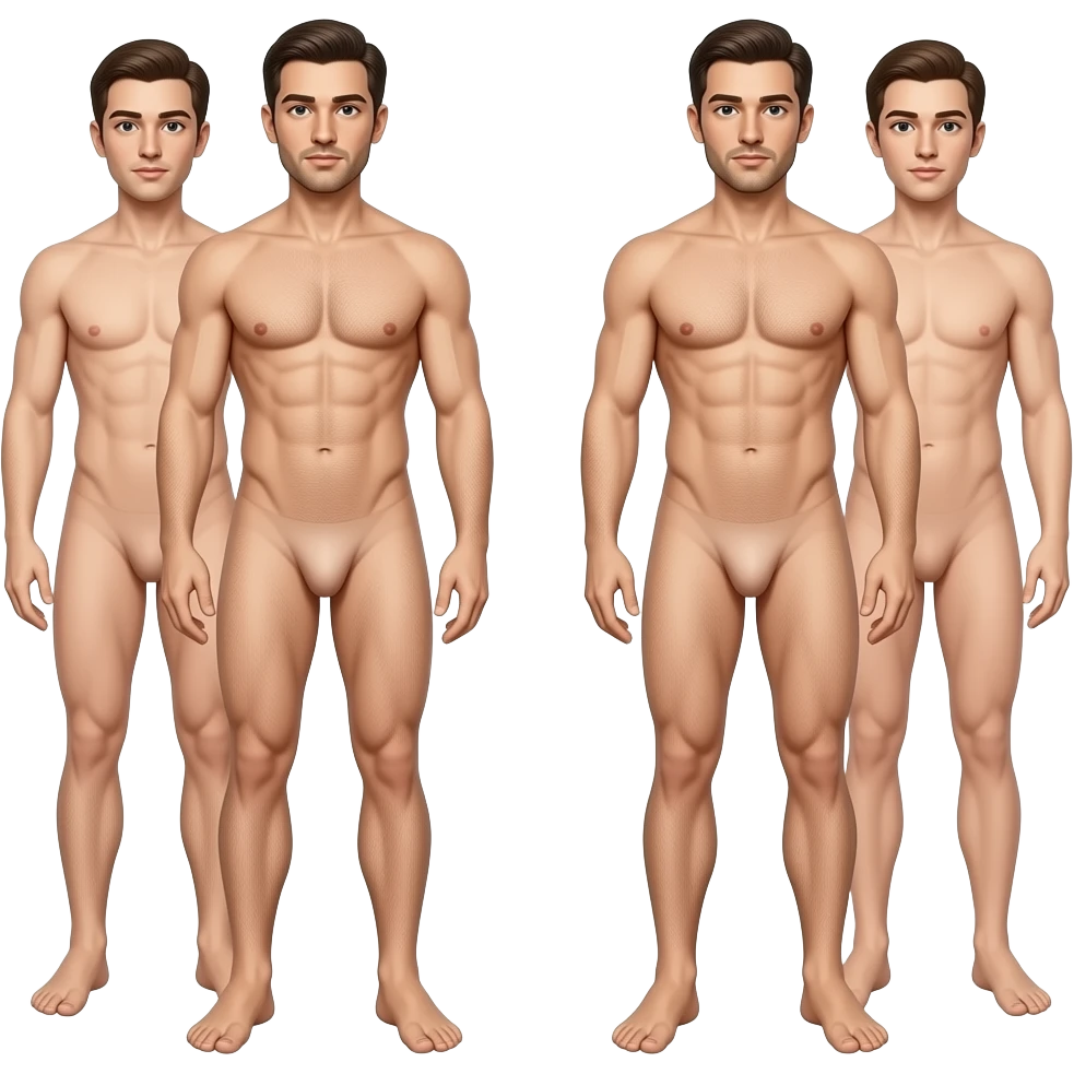 Naked men and naked woman, full body image emoji