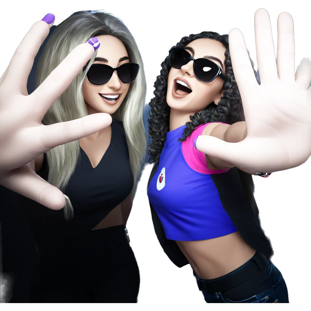 smiling girls in sunglasses emoji