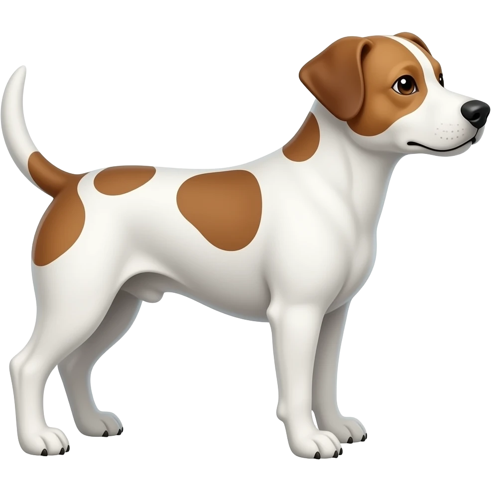 white dog with white face and brown spots from the side facing right emoji