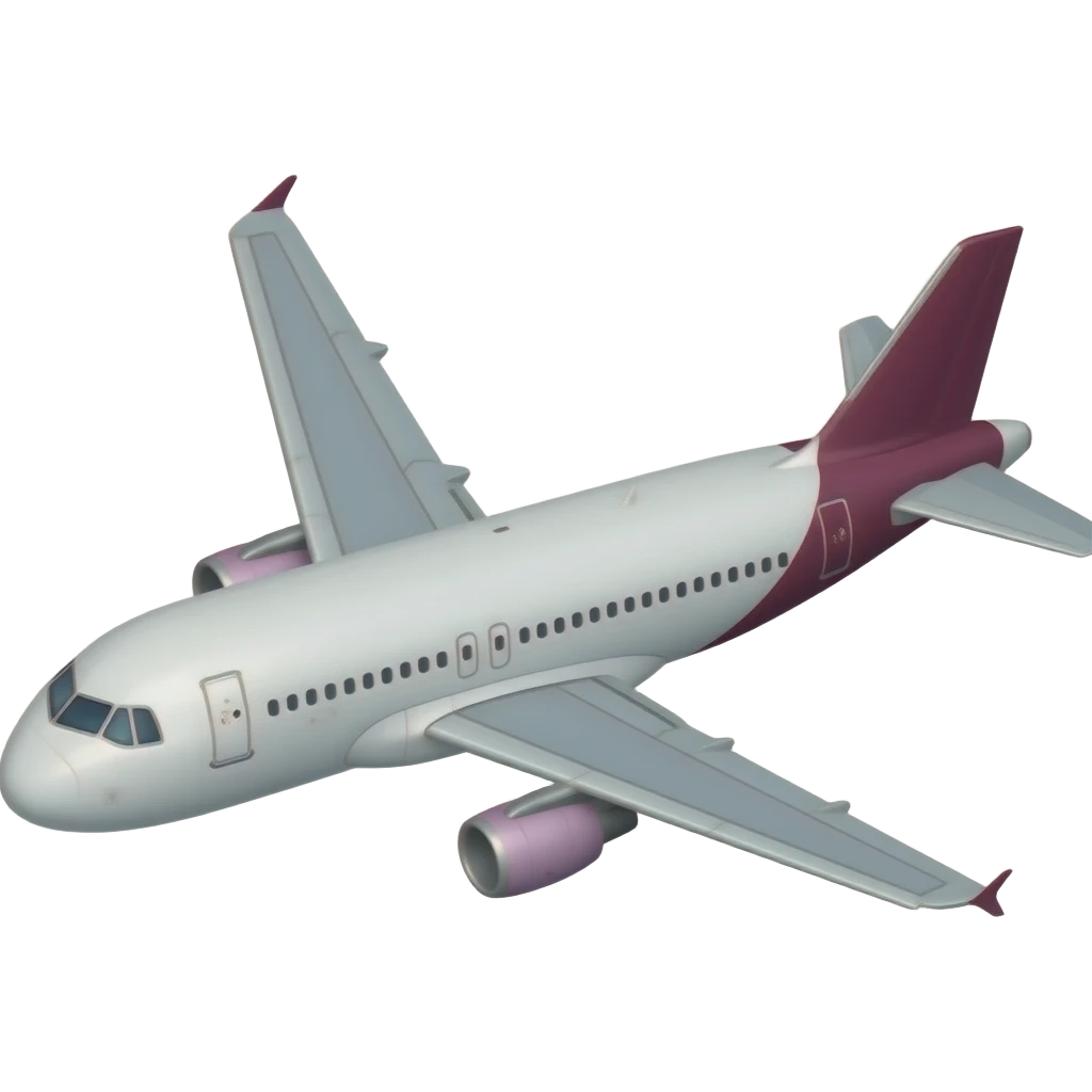 Realistic plane model year: 2020 color: white and cyan and maroon emoji