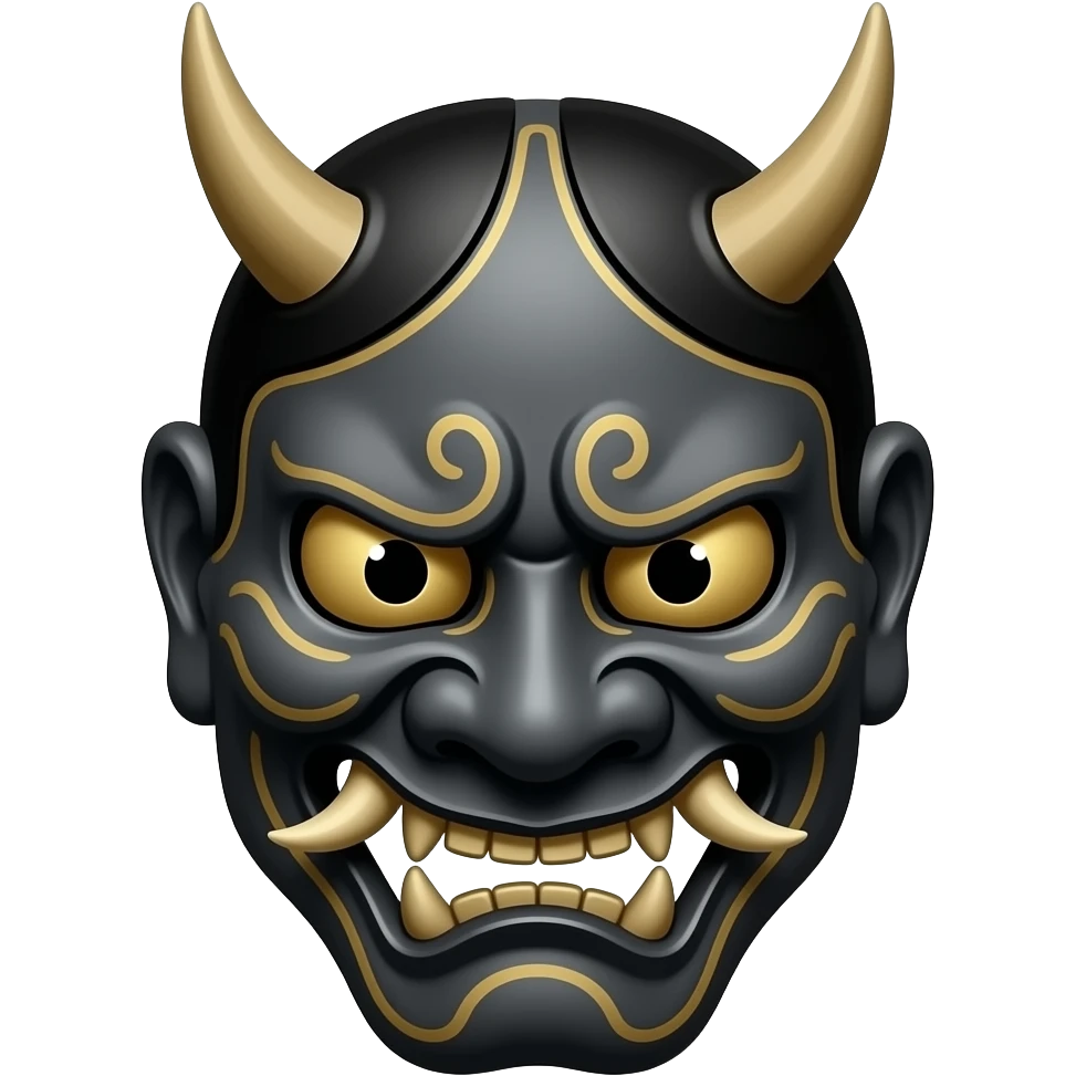 black oni mask japanese style emoji