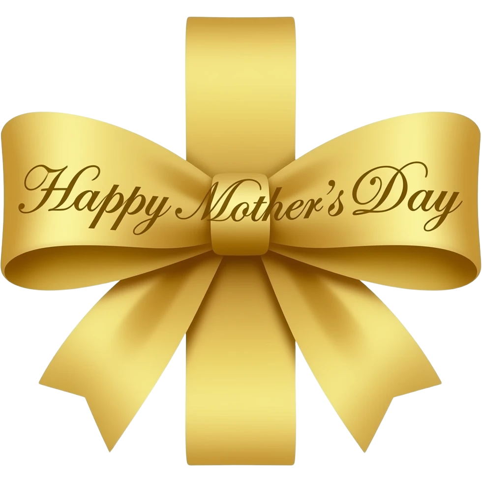 LAZO  DOBRE DORADO MEDIANO QUE DENTRO DEL ALZO DIGA FELIZ DIA DE LAS MADRES EN LETRA ELEGANTE emoji