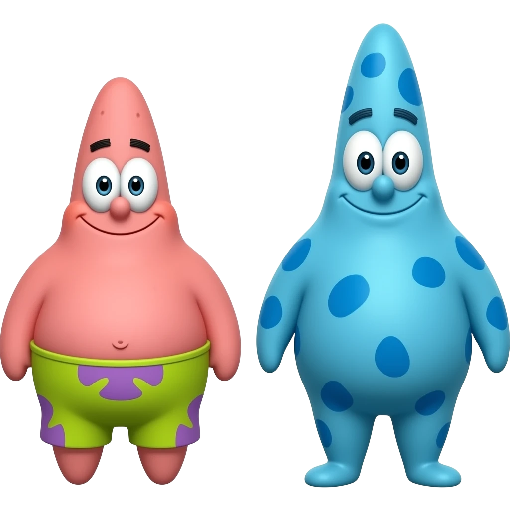 SpongeBob and Blue Patrick Star Full body emoji
